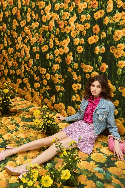 玫瑰愛心印花短褲,褲裙