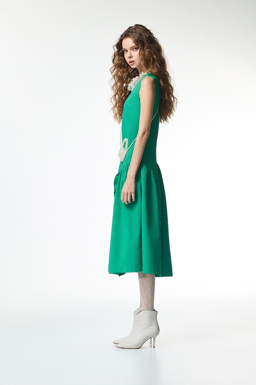 翡翠綠壓格紋洋裝,洋裝特輯