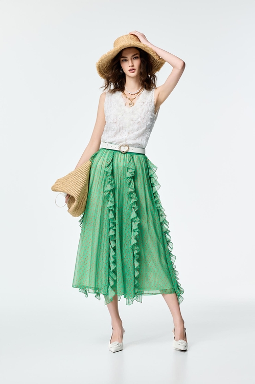 綴玫瑰花朵壓紋上衣,無袖上衣