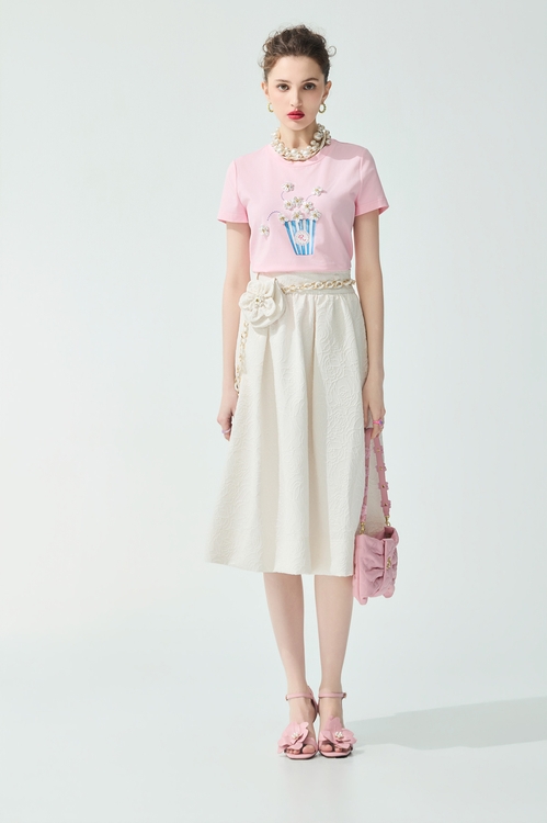 珍珠爆米花印花Ｔ恤上衣,T-Shirt