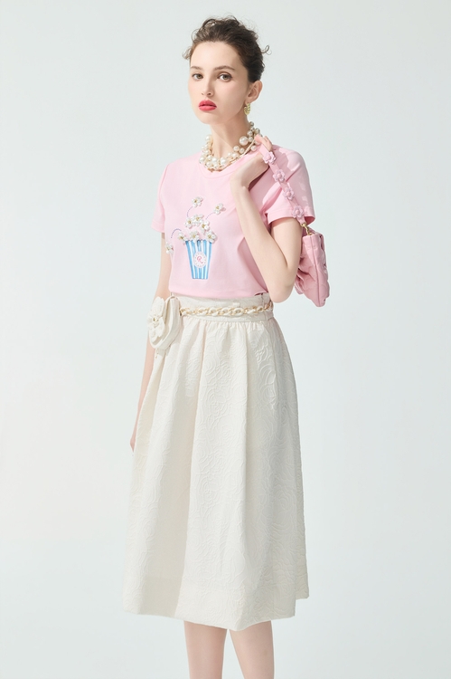 珍珠爆米花印花Ｔ恤上衣,T-Shirt
