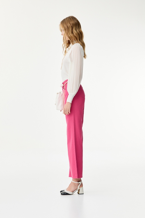 楊柳壓褶袖針織上衣,透膚上衣