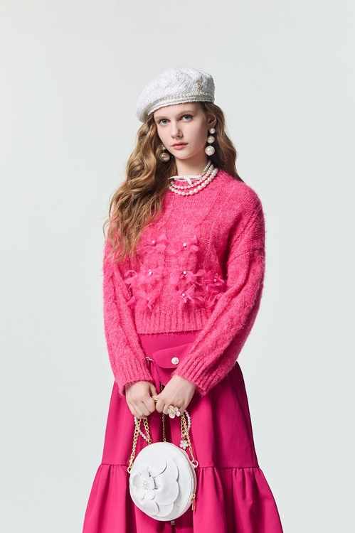 玫瑰可露麗針織上衣,針織上衣