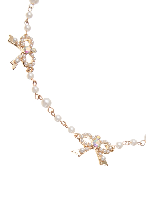 甜美寶石珍珠蝴蝶結項鍊,項鍊