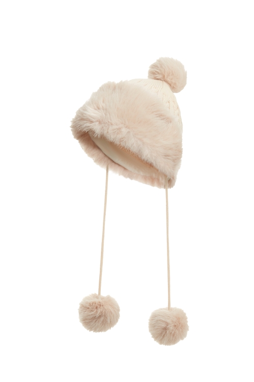 暖呼呼毛球遮耳帽,帽子