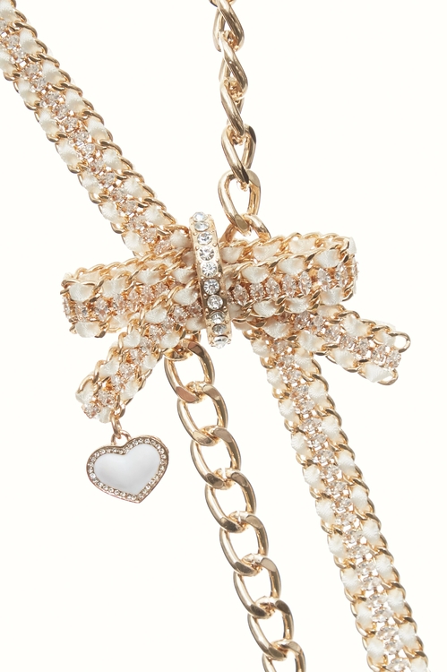 奢華鑲鑽蝴蝶結長鏈,項鍊