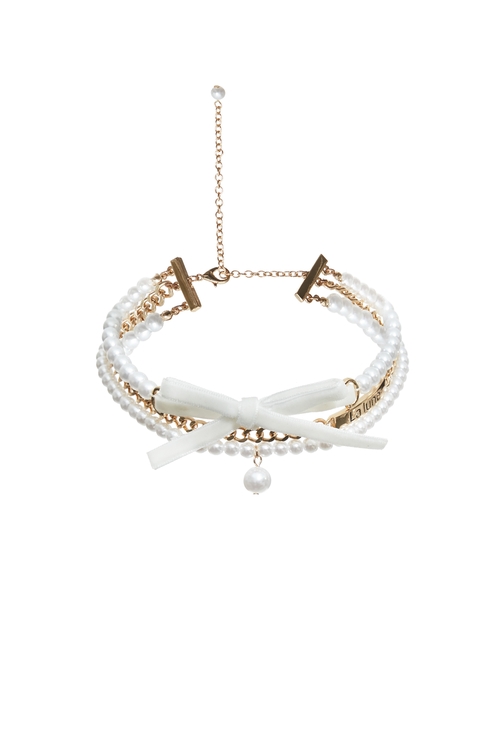 甜美絲絨蝴蝶結珍珠頸鍊,項鍊