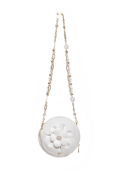 優雅花朵多用肩背包,,優雅花朵多用肩背包,側背包,春夏穿搭,珍珠,皮革,側背包,春夏穿搭,珍珠,皮革,肩背包