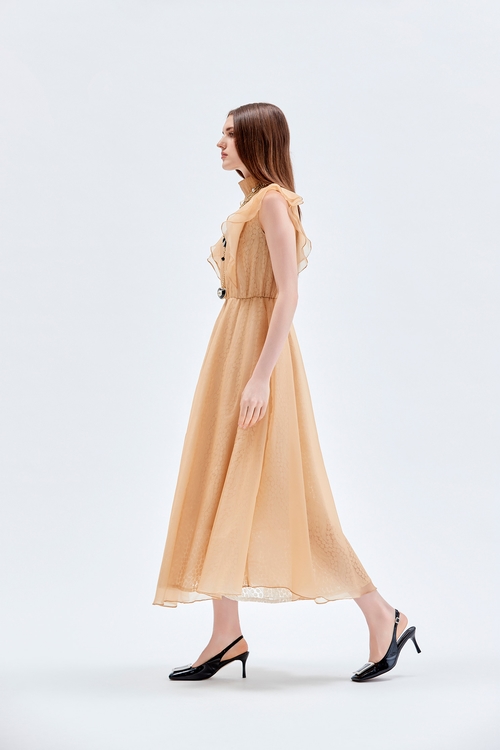 奶油布丁色禮服長洋裝,長洋裝