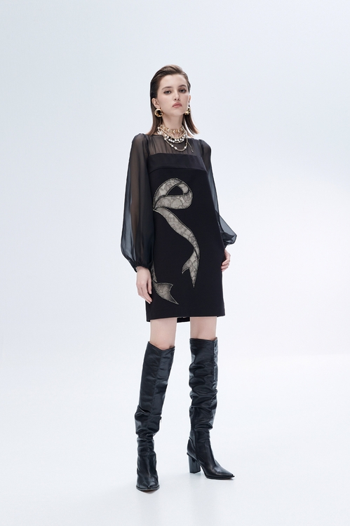 蝴蝶結造型禮服洋裝,蕾絲裙