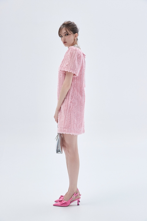 新娘粉綁結禮服洋裝,禮服