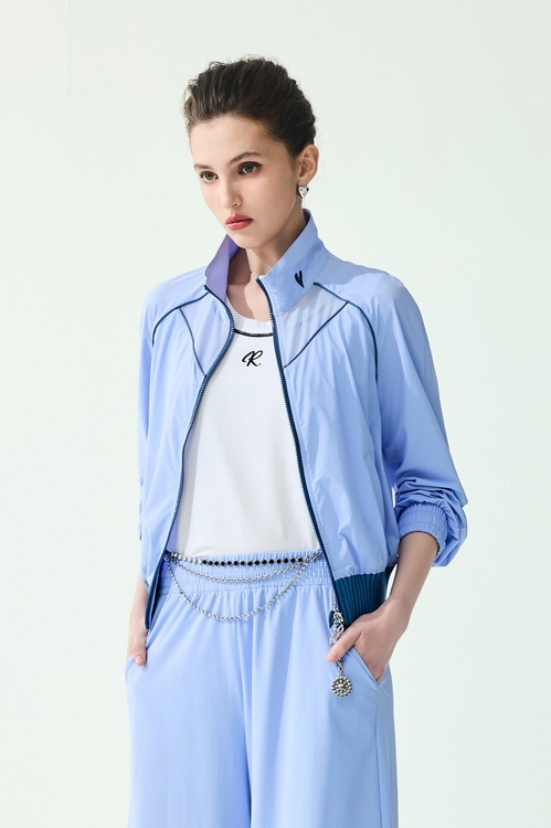 拼接透視網紗膠原蛋白外套,一般外套