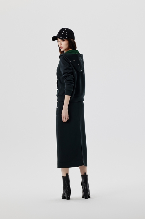 晚山新黛珍珠口袋長裙,長裙