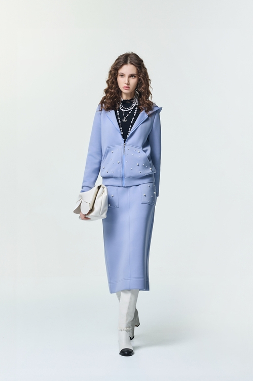 晚山新黛珍珠口袋長裙,長裙