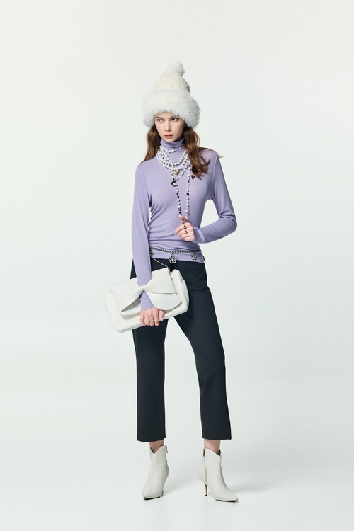 簡約顯瘦開衩直筒褲,黑色褲子