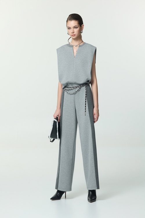 復古藍休閒風上衣,無袖背心