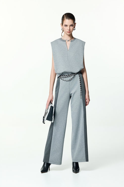 復古藍休閒風上衣,無袖背心