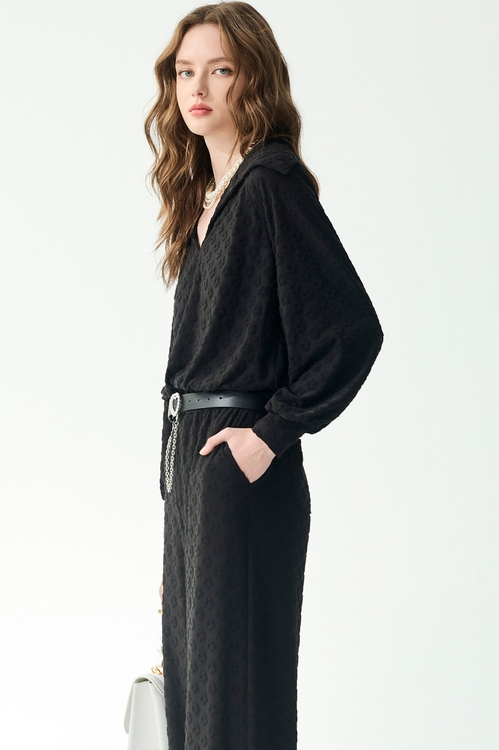 極簡立體花朵褆花上衣,黑色背心,黑色上衣