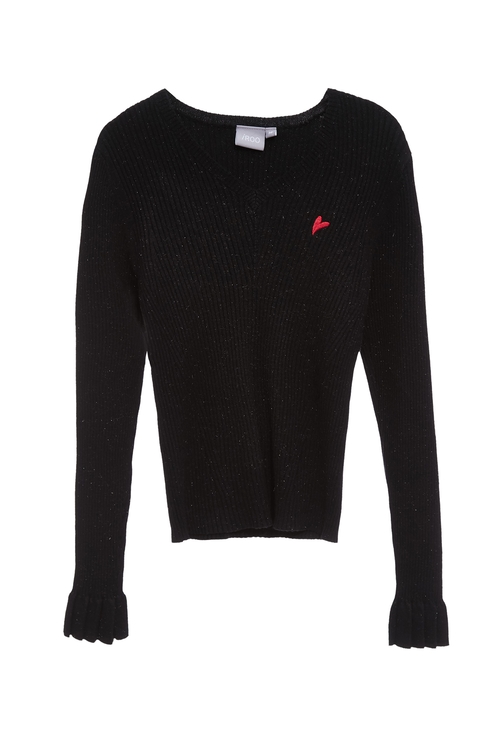 簡約正反針針織上衣,V領上衣