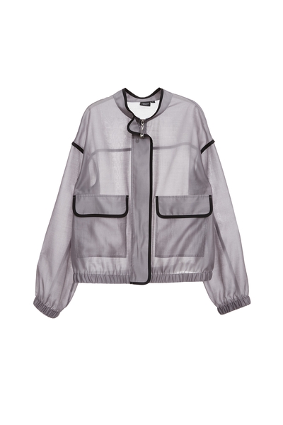 丁香灰絲棉跑邊外套