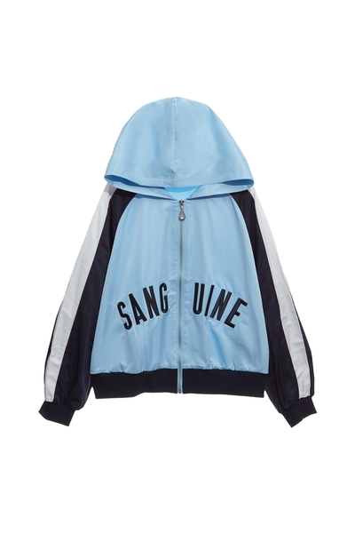 運動風拼色連帽外套