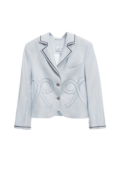 帆船藍字母刺繡西裝外套