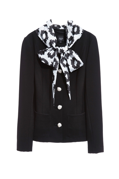 手繪花圍巾式羅馬彈性外套