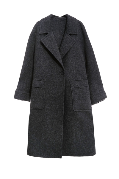 安靜灰長版大衣