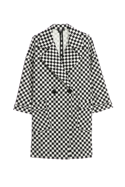 字母棋盤格廓形外套