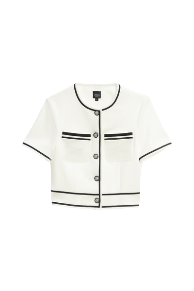 綴黑織帶小香風外套