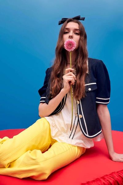 跳色包邊小香風外套