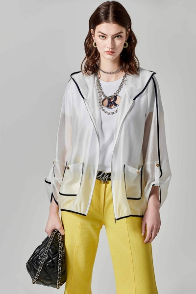 跳色包邊微透明外套