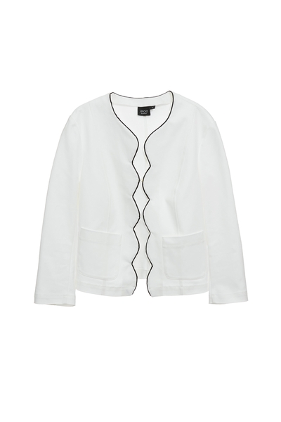 花形波浪黑邊短外套