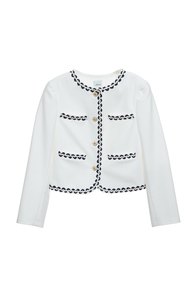 小香風鑲暮色蘭織帶外套