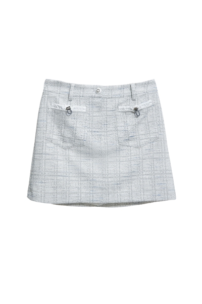 丁香灰花紗貼袋短裙