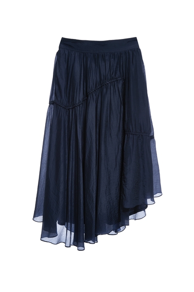 不對稱抽皺飄逸長裙