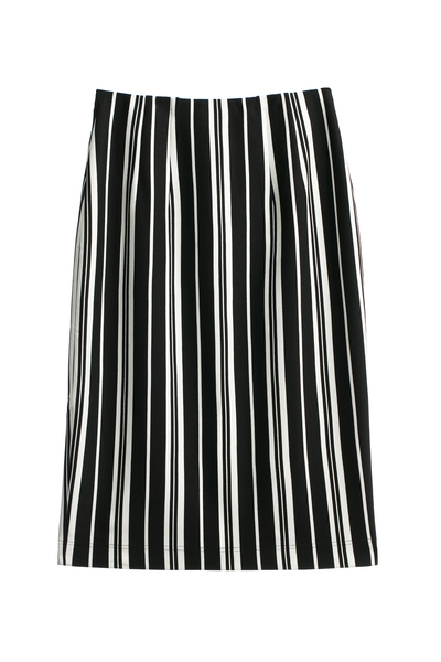 黑白直條中長窄裙