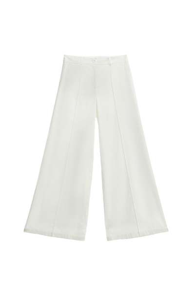 奶白色棉麻大寬褲