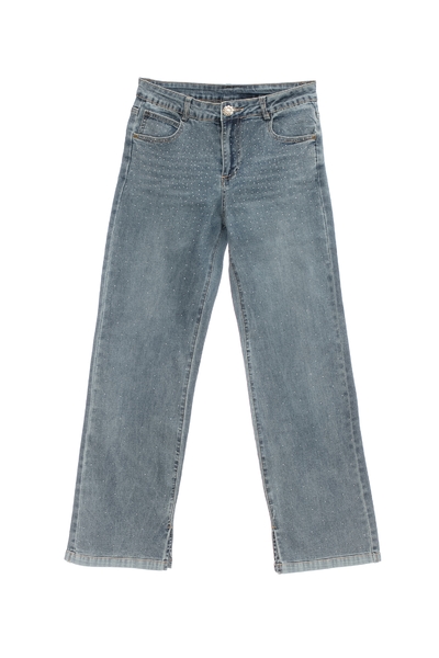 閃亮碎鑽寬腿牛仔褲