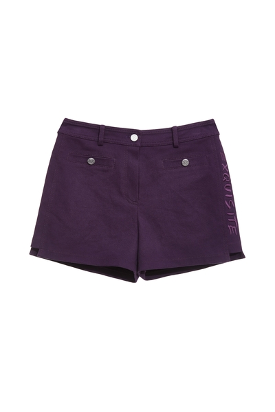 葡萄酒紫色刺繡短褲