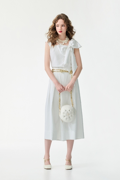 立體壓花寬腿七分褲