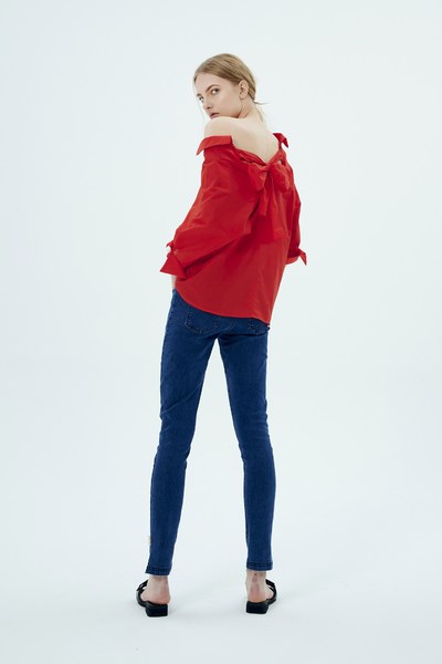 embellish with rhinestone denim trousers