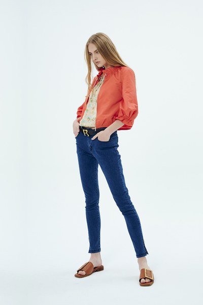 embellish with rhinestone denim trousers