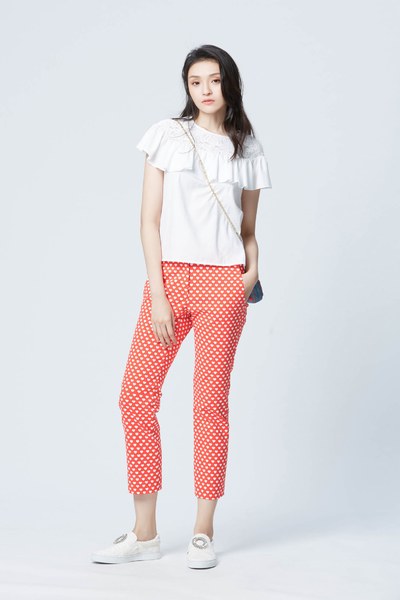 Vintage brick red slim fit pants