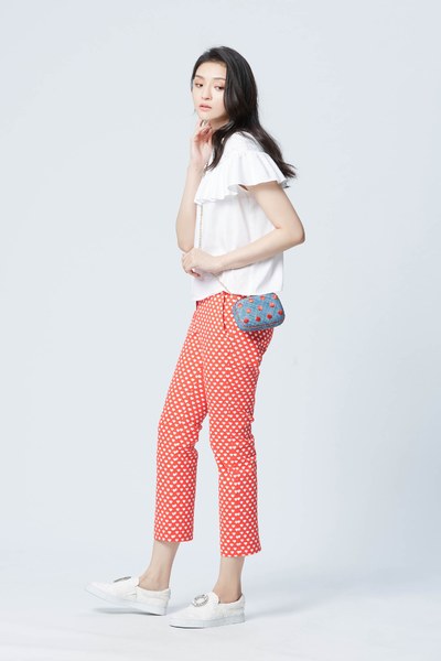 Vintage brick red slim fit pants