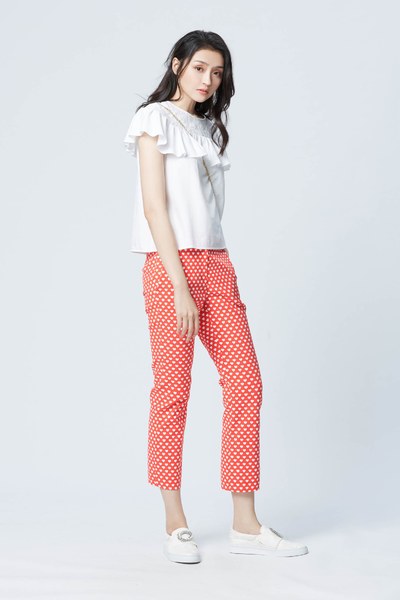 Vintage brick red slim fit pants