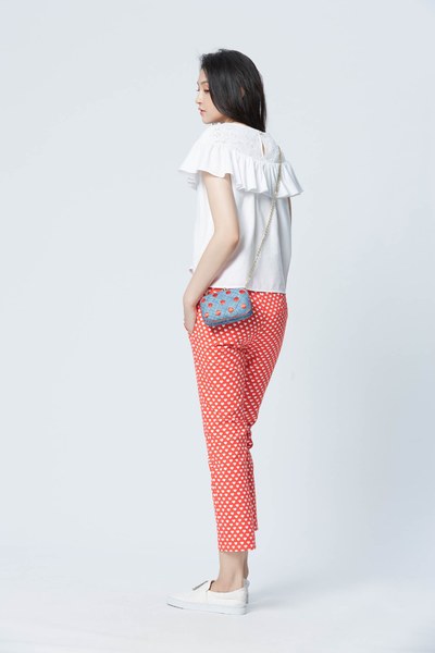 Vintage brick red slim fit pants