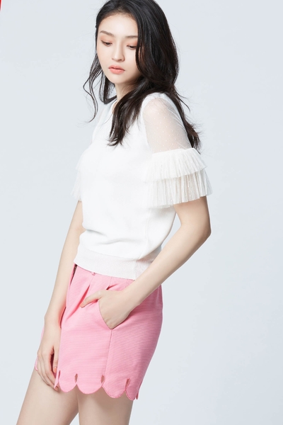 Pink solid petal design shorts