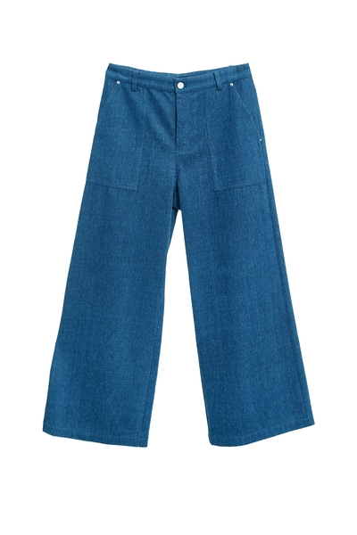 閃亮復古藍牛仔寬褲