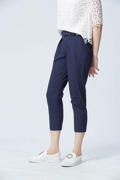 Navy blue pants with solid tailoring